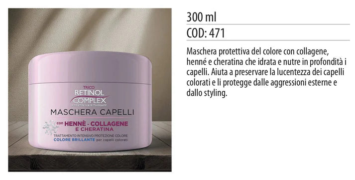 MASCHERA PROTEZIONE COLORE CON HENNE’ COLLAGENE E CHERATINA 300ml
