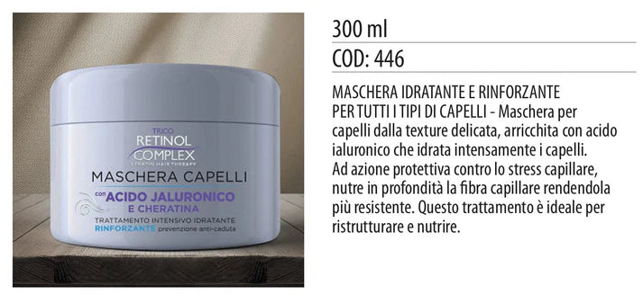MASCHERA CON ACIDO JALURONICO E CHERATINA 300ml