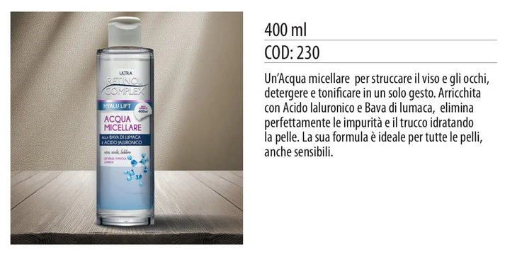 ACQUA MICELLARE BAVA DI LUMACA E ACIDO JALURONICO 400ml