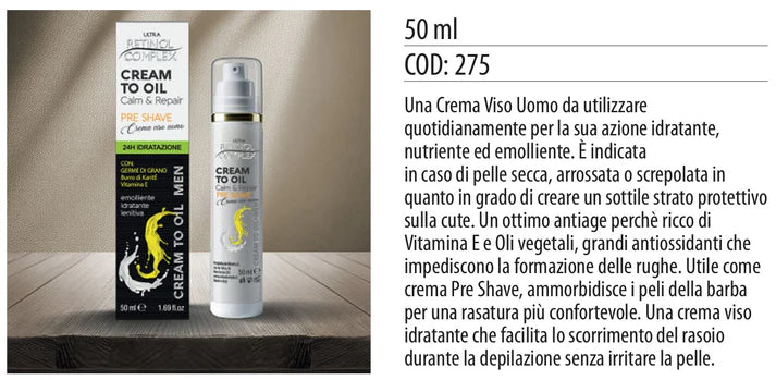 CREMA VISO UOMO DOPO BARBA CREAM TO OIL 50ml