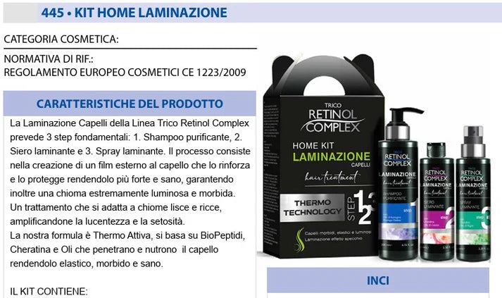 KIT LAMINAZIONE CAPELLI 3 PEZZI